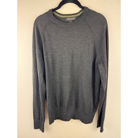 Banana Republic Mens Extra Fine Merino Wool Sweater Charcoal Gray L - Picture 1 of 6